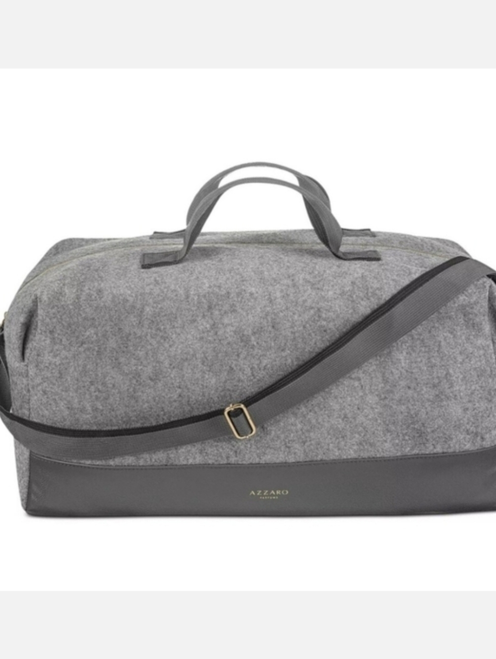 NEW Azzaro Gray Felt Weekend Duffel with Shoulder Strap